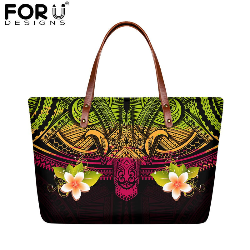 FORUDESIGNS High Quality Women Handbag Polynesian Pattern Hibiscus Flower Printing Personal Luxury Female Shoulder Bolsas