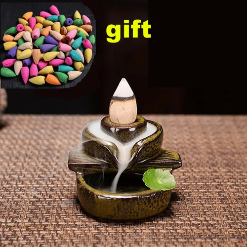Mit 30 Räucherkegeln Räuchergefäß Keramik Rückfluss Buddha Weihrauchbrenner Rückfluss Räuchergefäßhalter Home Office Yoga Teehaus Deko