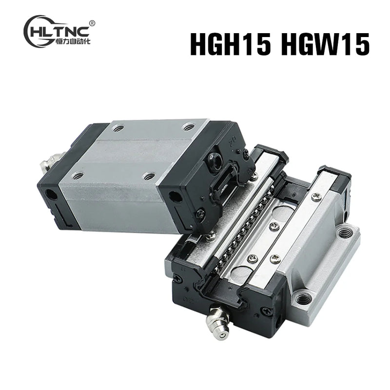 HLTNC 4Pcs HGH15CA HGW15CC Slider Block HGH15 CA HGW15 HGW15 CC Flange Steel Cage Carriages Fit HGR15 Linear Guide Rail For CNC