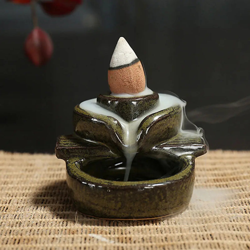 Buddha, waterfall part, creative support, mini reflux, Teahouse burner, cone, pottery, home decoration, office, incense