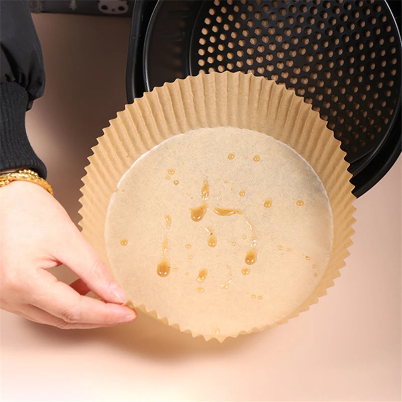 Air Fryer Disposable Paper Liner Oven Pad Vegetable Parchment Air Fryer Baking Accessories Dessert Plates Eco-Friendly Holders