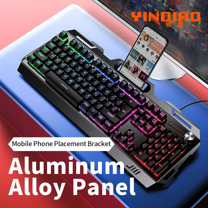 YINDIAO Keyboard Gaming Wired Laptop Desktops PC Computer Office Accessories Low Profile Gamer Keyboards With Numpad