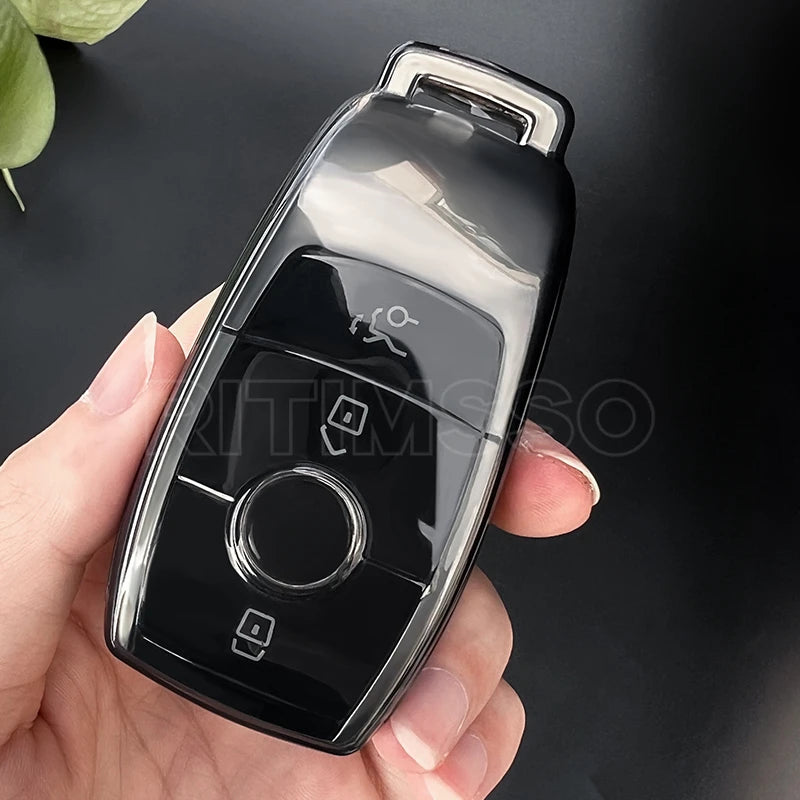 Transparent TPU Car Key Case Cover for Mercedes Benz E C S GLC Class E200 E400 E63 W213 S550 S560 C260 A200 Key Shell Protector