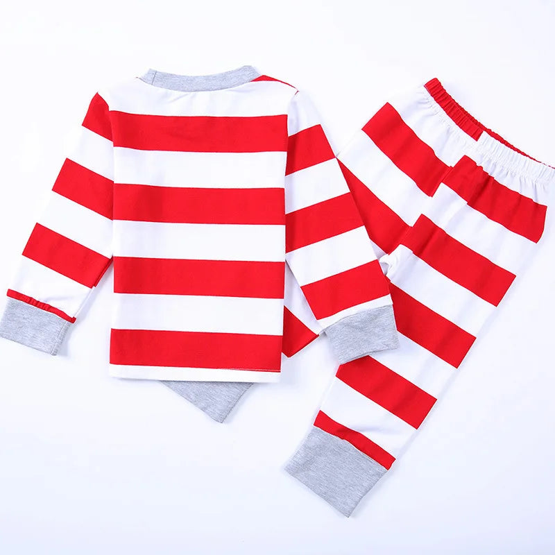 Christmas Family Matching Pajamas Set Mother Kids Stripe Clothes Baby Girl Rompers Xmas Sleepwear Mommy Daddy Kids Nightwear