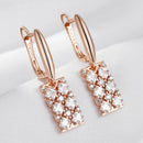 Kinel Einzigartige natürliche Zirkon lange quadratische Ohrhänger für Damen, Luxus 585 Roségold Farbe Accessoires Täglicher feiner Schmuck