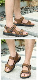 New Fashion Summer Leisure Men Shoes Beach Sandals High Quality Genuine Leather Sandals Soft Large Size Men's Sandals Size 38-48