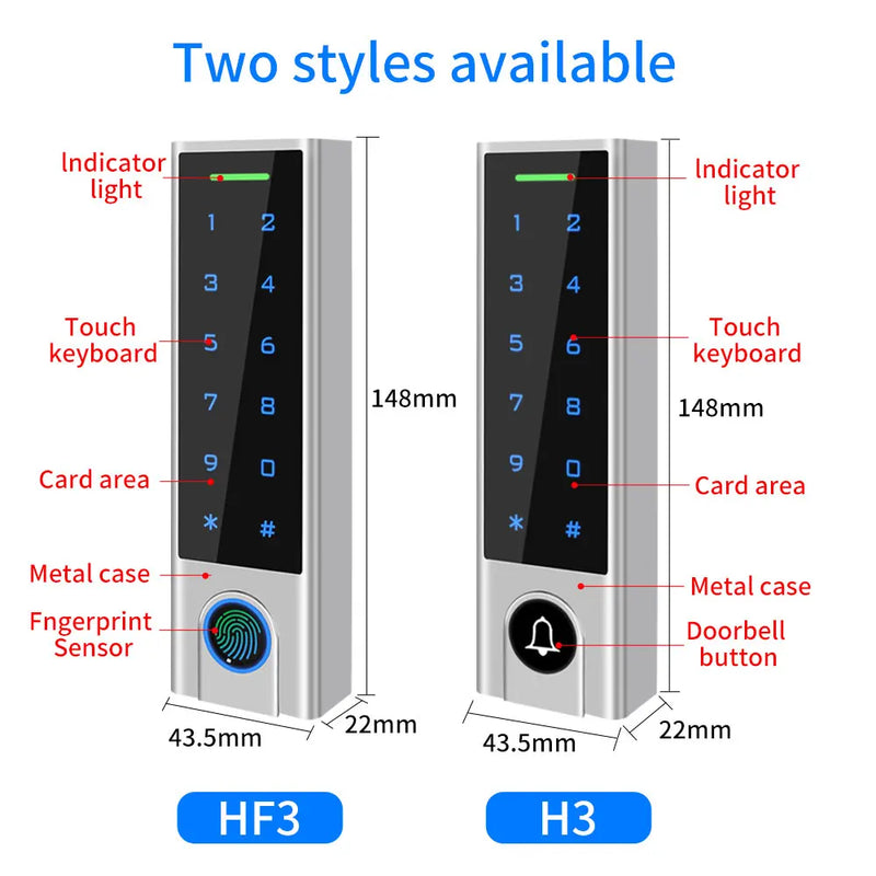 Zine-Alloy IP66 Waterproof Smart TTLock App  Bluetooth Fingerprint or Bell Access Control Keypad Opener Reader Door Lock System