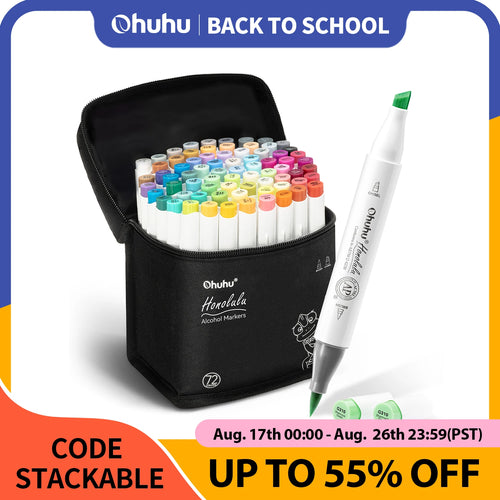The Pigment Atelier | Ohuhu Honolulu Alcohol Marker Set, Refillable Dual-Tip (24–320 Colors)