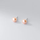 INZATT INS Hot Real 925 Sterling Silver 4/6/8MM Freshwater Pearl Stud Earrings For Women Fine Jewelry Minimalist Accessories