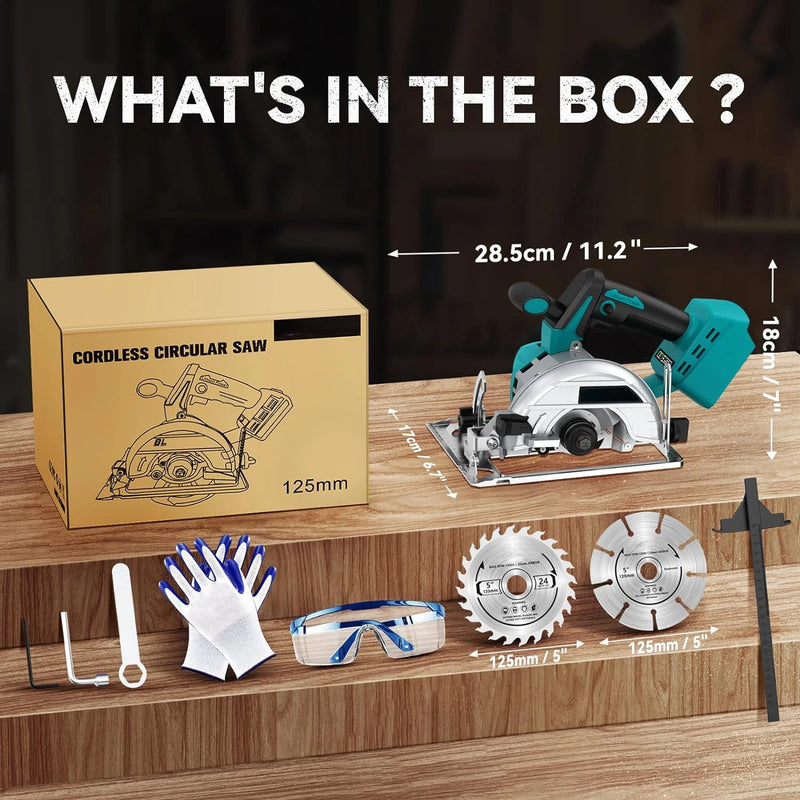 Brushless 5Inch 125MM Electric Circular Saws Adjustment for Woodworking Electric Cutting Tool For 18V Battery