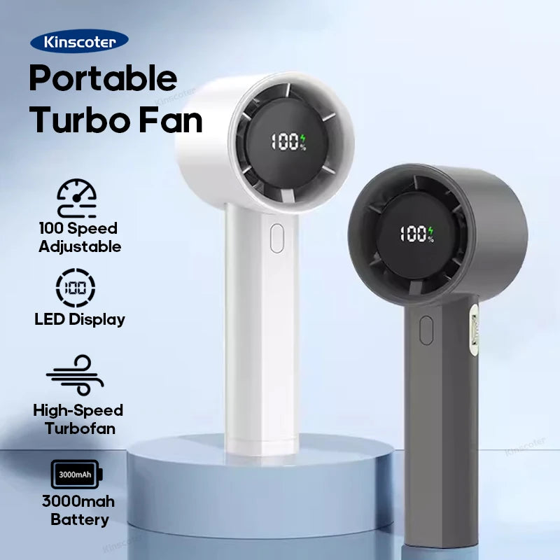 Portable Handheld Turbo Fan 100 Speeds Infinitely Adjustable Mini USB Cooling Fan 3000mah High Speed Hand Turbofan Cooler