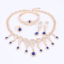 Goldfarbene Kristall Afrikanische Perlen Schmucksets für Damen Kleider Accessoires Hochzeit Braut Halskette Ohrringe Armband Ring Sets