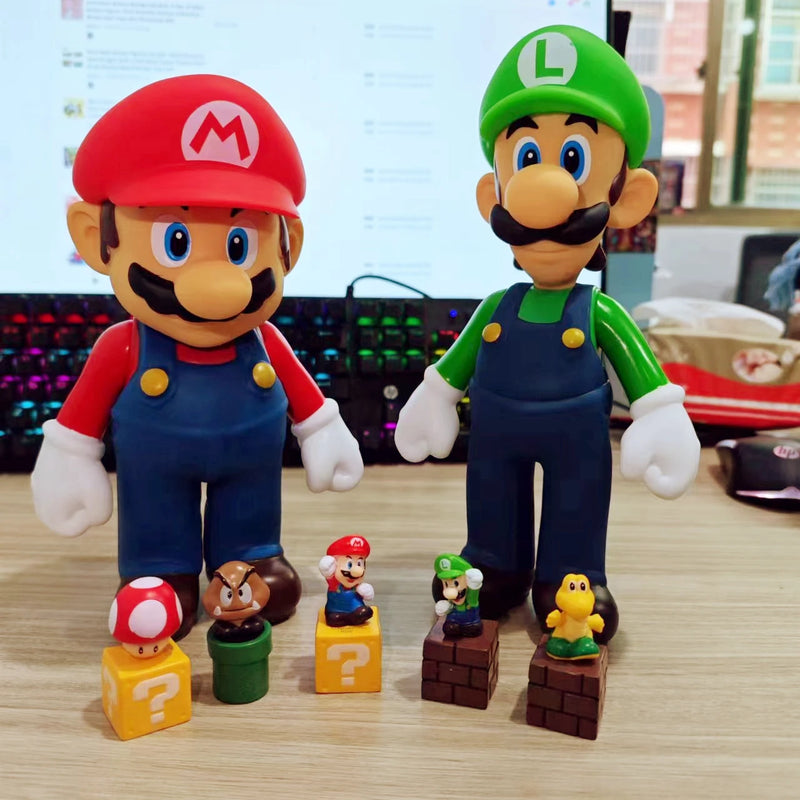 Anime Super Mario Bros Game Yoshi Bowser Luigi brother Action Figures Toy Figures kid birthday gift Model doll Christmas present