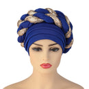 Latest African Auto Geles Headtie Already Made Headties Shinning Sequins Turban Cap for Women Ready Female Head Wraps