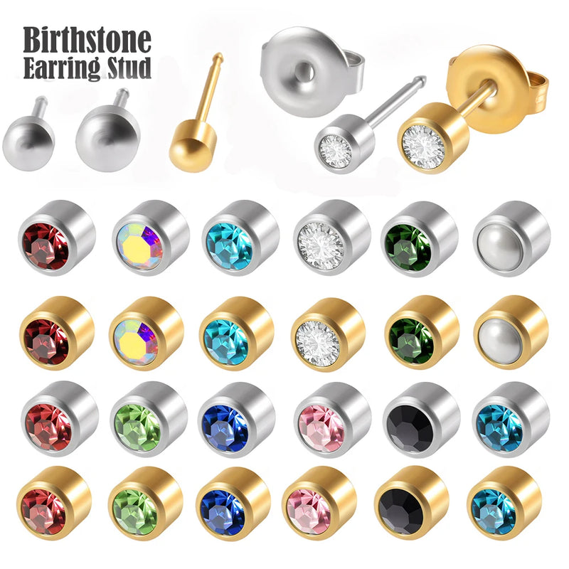 12 Pairs Choose 3mm 4mm Surgical SteelCrystal Earring Jewelry Ear Piercing Studs Silver Gold  Mixed Colors Assorted & Pearl 20G