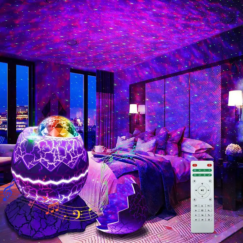 Dinosaur Eggshell Galaxy Projector Starry Sky Night Light Bluetooth Speaker Cute Game Room Decoration Children's Gift LED Nebula
