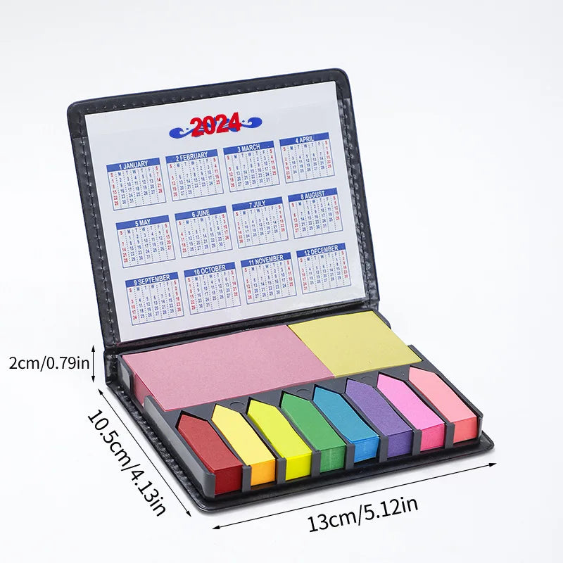 MultiColor Stickers Set Leather Packaging Box Calendar 1Set Colorful Stickers Organization Sticky Notes Self-Adhesive BookMarker