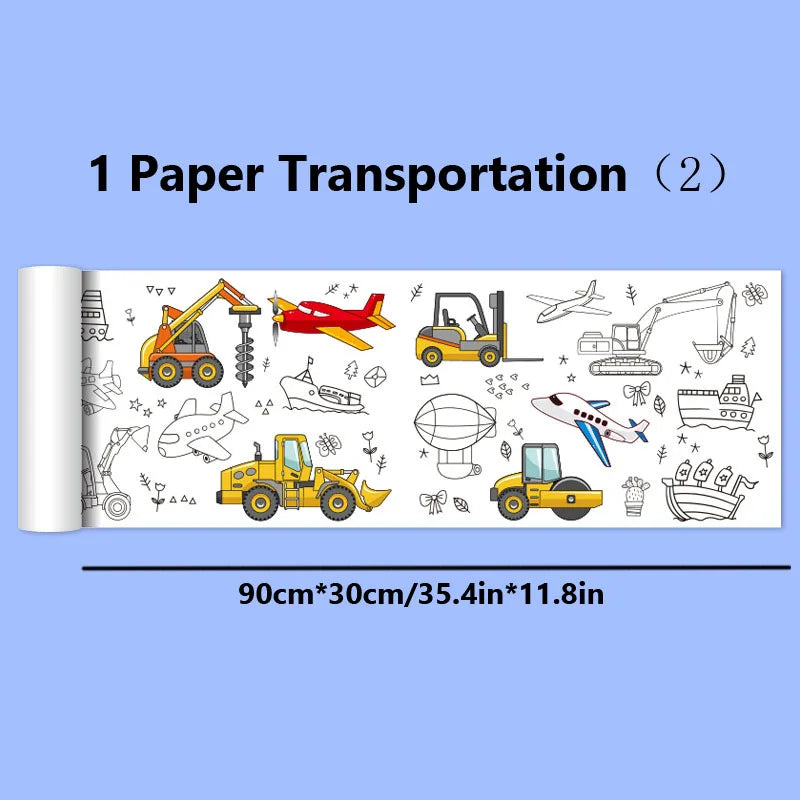 90cm Animal Canvas Children's Drawing Roll DIY Coloring Paper Roll Color Filling Graffiti Paper-cut Painting Educational School