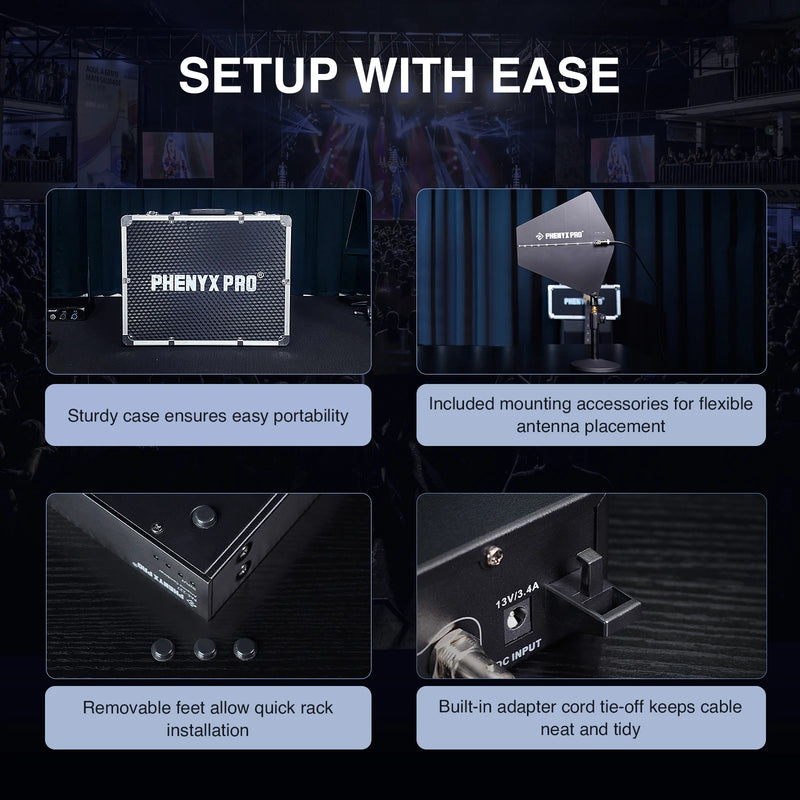 Phenyx Pro PAS-227X UHF Wireless Antenna Combiner Bundle for In-Ear Monitor System, 16 Gain Control, 450-970 MHz Frequency Range
