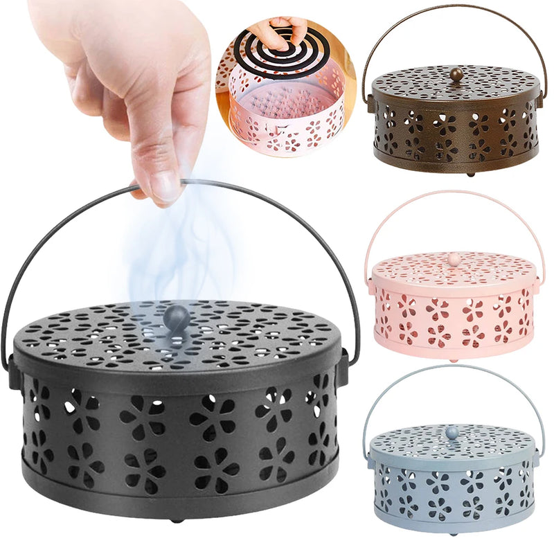 Portable Stainless Steel Round Rack Plate Modern Spiral Cover Mosquito Coil Holder Tray Incense Insect Repellen Candle Holder