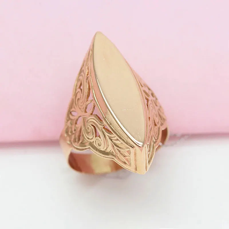 585 purple gold plated 14K rose gold exaggerated Court style glossy rings for women unique butterfly design wedding jewelry