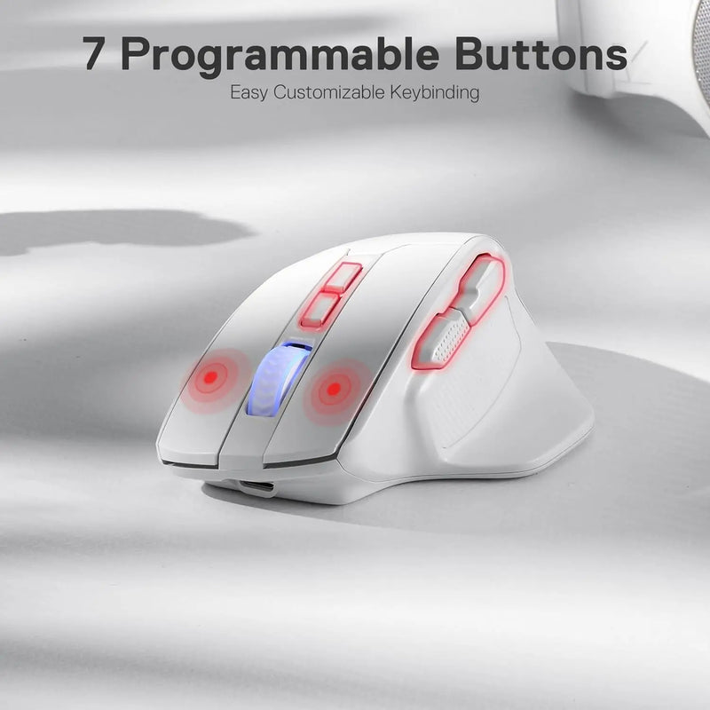 Redragon M806 Wireless Gaming Mouse, 7 Programmable Buttons Wired RGB Gamer Mouse w/ 3-Mode Connection, BT & 2.4G Wireless