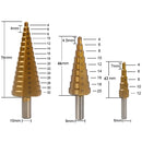 6-teiliger Stufenbohrer-Sägebohrer-Satz, Titanfräser 4-12 4-20 4-32mm 3 6 8mm für Holzbearbeitung Metall Kernlochöffner