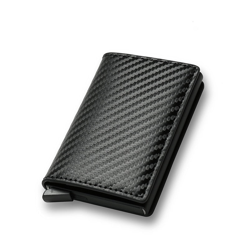 DIENQI Carbon Fiber RFID Blocking Men's Credit Card Holder Leather Bank Card Wallet Case Cardholder Protection Purse For Women