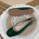 Lady Simple Plain Big Square Toe Flats Patent Leather Mirror Dough Shoes Green White 48 47 48 45 29cm Slip-on New Arrivals 2024