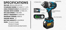 Gisam 2800N.M Torque Brushless Electric Impact Wrench 1/2 inch Screwdriver Cordless Wrench Power Tool For Makita 18V Battery Pin