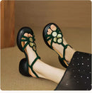 Women's Shoes 2025 New Summer Trend Comfortable Low-heeled Shoes Baotou Casual One-line Buckle Fashion Roman Sandales Femmes