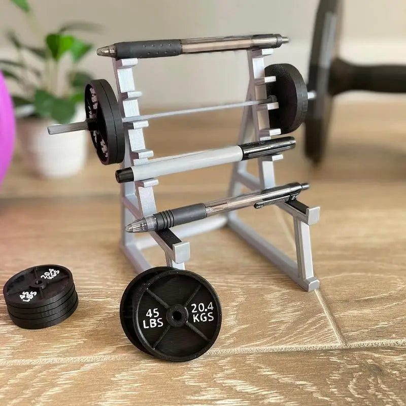 Barbell Rack Pencil Holder For Desk Display rack Organizer Portable Gym Theme Pen Storage Squat Rack Ornaments With Barbells