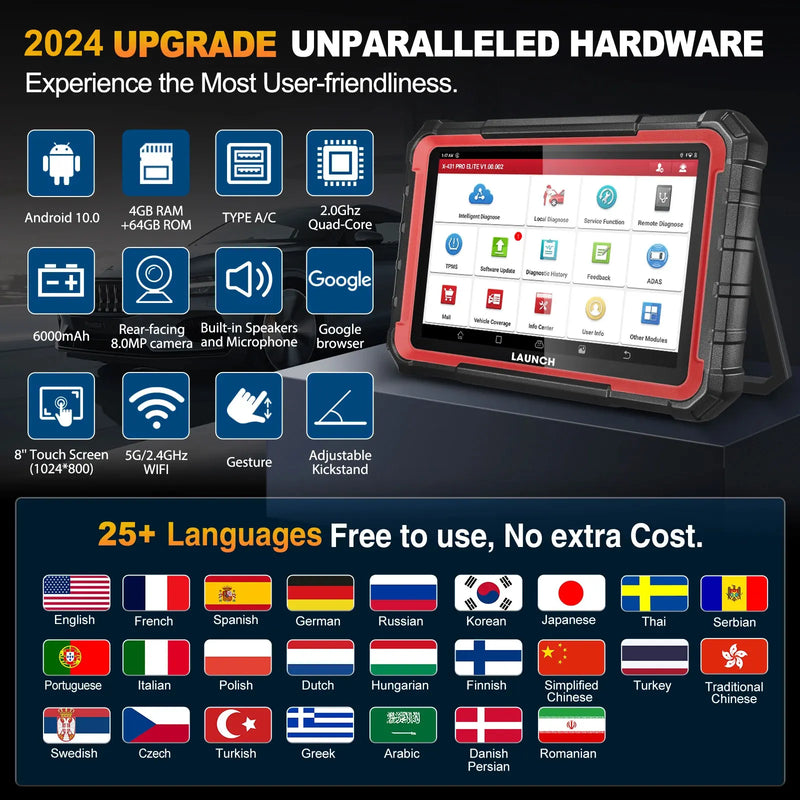 2025 LAUNCH X431 PRO Elite Bidirectional Scan Tool, 37+ Services, ECU Coding, Full System Diagnostic Scanner