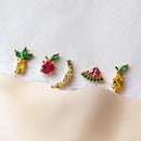 Colorful 925 Sterling Silver Ear Needle Crystal Zircon Mini Cute fruit Animal stud Earrings For Women delicate Fashion Jewelry
