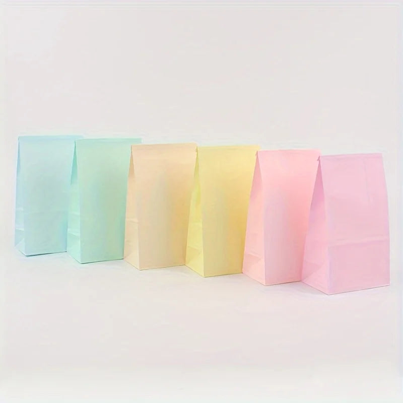 12 Pcs Large Vibrant Paper Gift Bags - Colorful, Mixed Loading, Reusable, Multi-Color Kraft Paper Bag of Fun Stickers