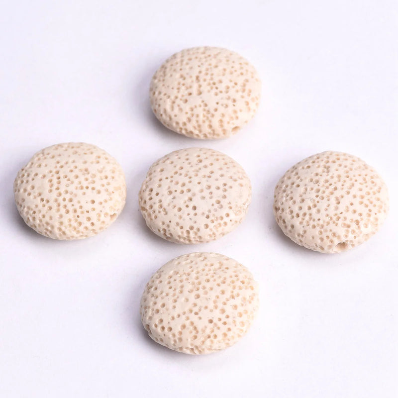 5pcs Natural Volcano Lava Stone Flat Round 20mm 27mm 32mm Loose Crafts Beads lot for Jewelry Making DIY Earring Findings