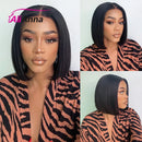 Straight Glueless Wig Human Hair Ready To Wear Short Bob Wigs For Women Transparent Pre Cut Human Hair Wigs Bleached Bye Bye Knots Natural Hairline 100% Human Hair Wigs For Women No Glue Cheap Wigs On Clearance Alianna 4x4 La