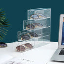 Sunglass Storage Box Acrylic Eyeglass Organizer Make-up Storage Drawer Tray 4-Layer Transparent Visual Sunglasses Case
