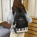 New Large Capacity Polka Dot Backpack Multifunctional Lightweight Piano Key Backpack Black Piano Mochilas Sports