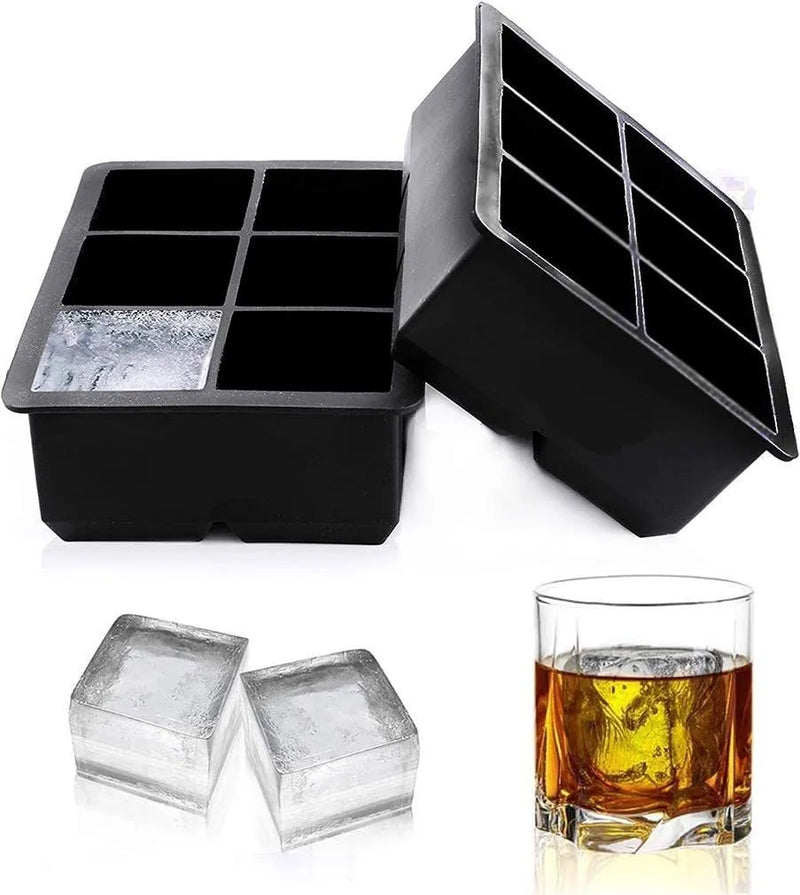 Big Ice Tray Mold Giant Jumbo Large 4/6/8/15 Grid Food Grade Silicone Ice Cube Square Tray Mold DIY Ice Maker Ice Cube Tray