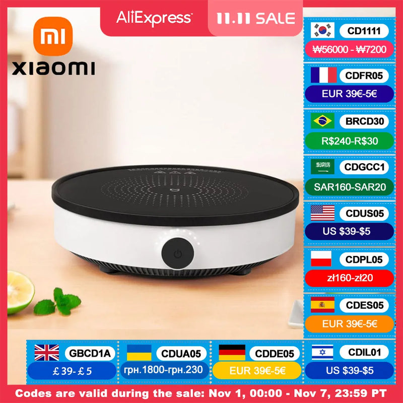 XIAOMI MIJIA Induction Cooker Youth Edition Portable Electromagnetic Oven 220V Electric Induction Cooktop 9 Gear Fire Adjustment