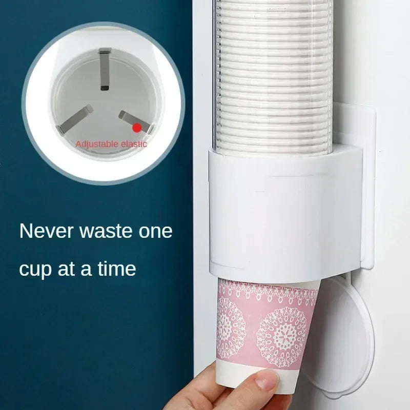 Disposable Paper Cups Dispenser Plastic Cup Holder for Water Dispenser Wall Mounted Automatic Cup Storage Rack Cups Container