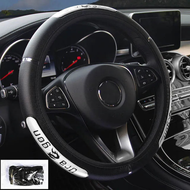 Car Steering Wheel Covers 100% Gloednieuwe Reflecterende Kunstleer Elastische China Dragon Ontwerp Auto Stuurwiel Beschermer