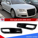 For Audi A8 D3 2008-2010 Gloss Black Front Bumper Grille Fog Light Grilel Cover