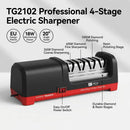 Taidea TG2102 Professional Electric Knife Sharpener 4-Stage Diamond Grinder Resin Polishing 18W 2800RPM EU Patent Heavy Duty 1480g Stable Tool Kitchen Chef Slicing Cleaver Knife Razor Sharp Edge 20 Degree Angle Guide Non-Scra