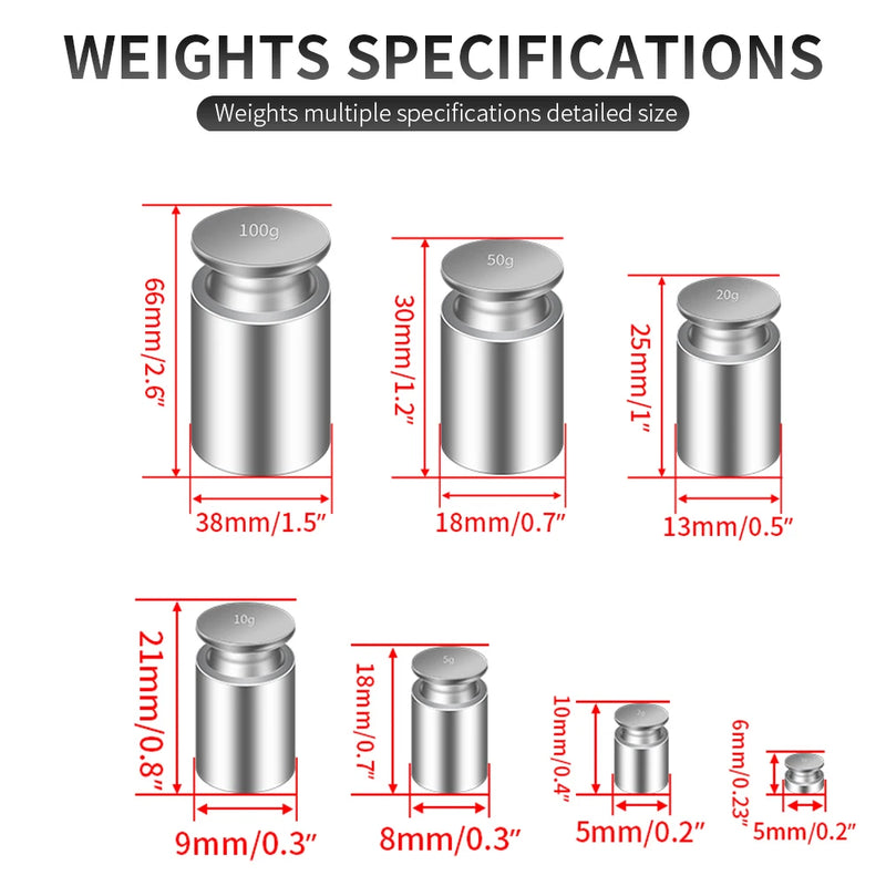 Home Tool 1g/2g/5g/10g/20g/50g/100g Grams Weighing Scales Scale Weights Sets Pound Chrome Plating Accurate Calibration Set