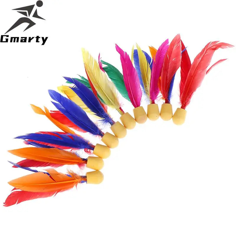 10pcs China Jianzi Footbal Foot Kick Handwheel Feather Shuttlecock Fitness Entertainment For Physical Exercise