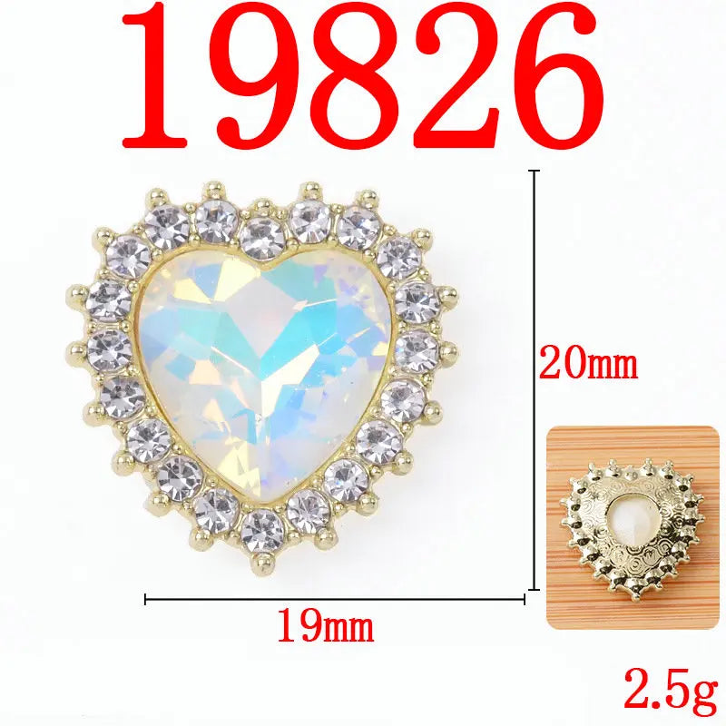 10Pcs Heart Decorative Button Full Diamond Mocha Colour Flower Plate Alloy Buckle Jewelry Accessories DIY Rhinestone Materials