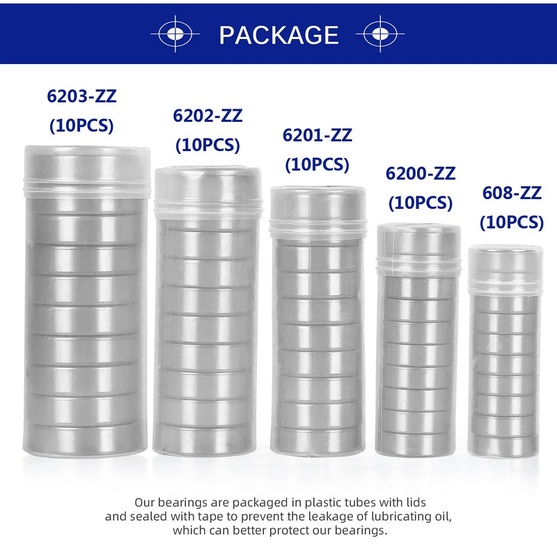 10PCS ABEC-5 608 6200 6201 6202 6203 6204 6205 6206 6207 6208 ZZ 2RS Metal Seal High Quality Deep Groove Ball Bearing 12x32x10mm