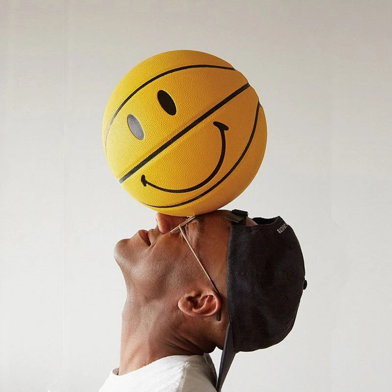 Smiley Basketball Ball Smiling Face Street Basket Ball Size 5/7 Professional Match Training Basketball Multicolor Gift for Boys